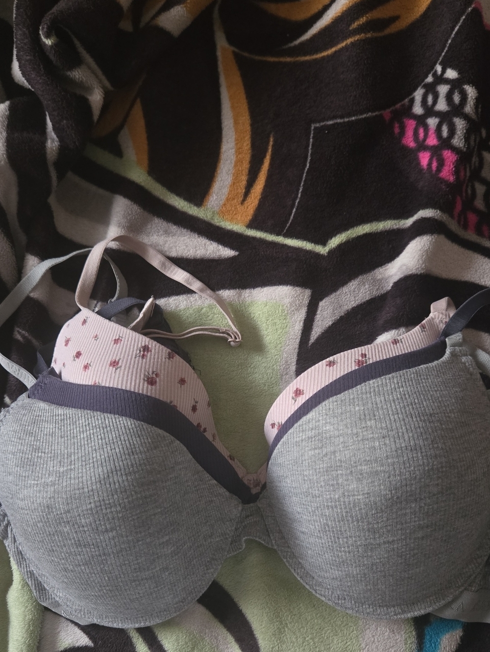 Laura Ashley Gray & Pink Padded Everyday Bra